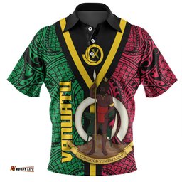 Amazing Aussie Australia South Sea Islanders Vanuatu Polynesian Flag With Coat Of Arm Polo Shirt