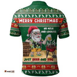 Amazing Aussie Australia Merry Christmas, Grilling Santa With Barbecue And Beer Polo Shirt