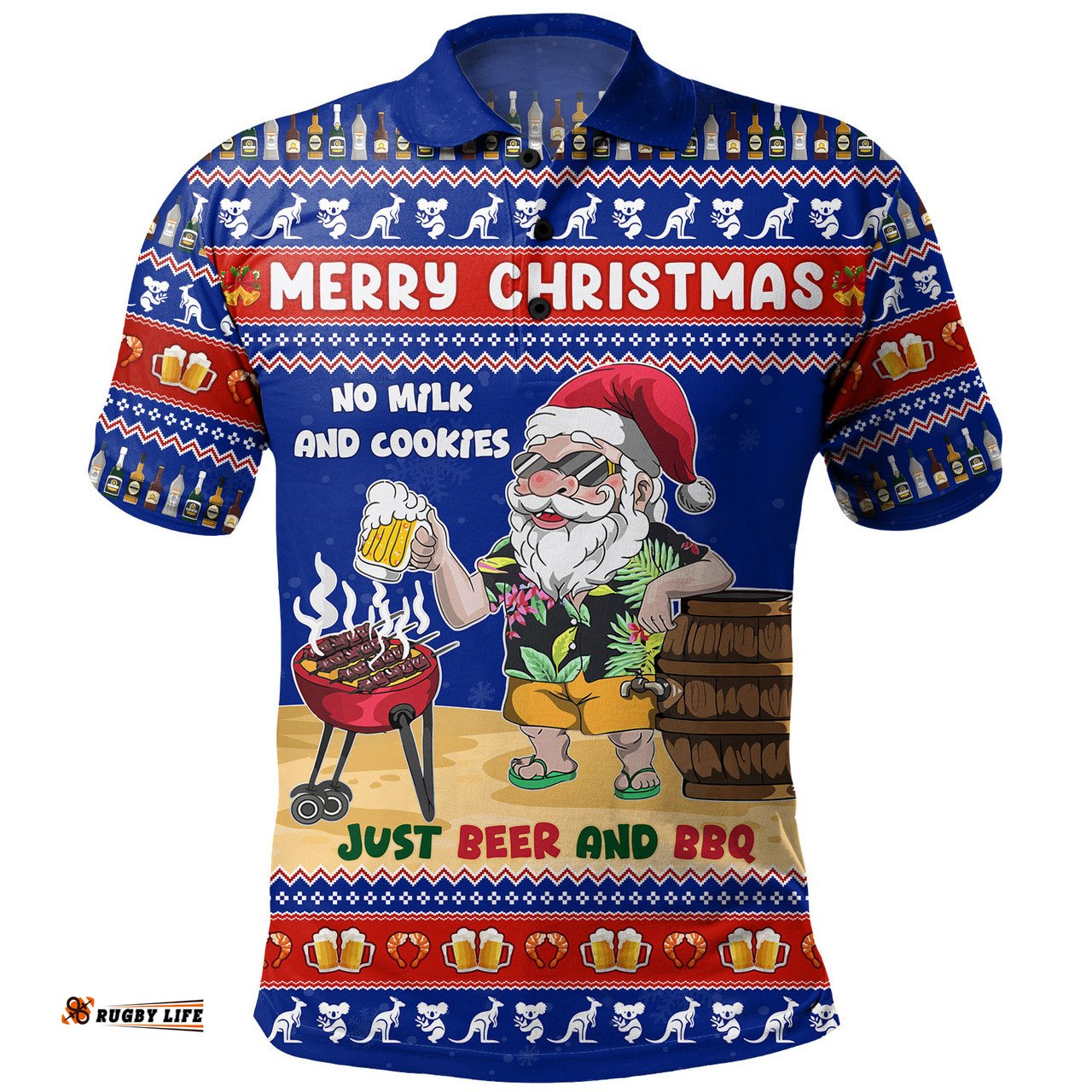 Amazing Aussie Australia Merry Christmas, Grilling Santa With Barbecue And Beer Polo Shirt