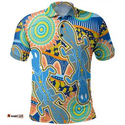 Amazing Aussie Australia Platypus Aboriginal Blue Platypus With Aboriginal Art Dot Painting Patterns Inspired Polo Shirt