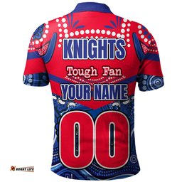 Amazing Aussie Newcastle Knights Custom Knights For Life With Aboriginal Style Polo Shirt