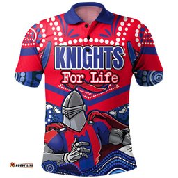 Amazing Aussie Newcastle Knights Custom Knights For Life With Aboriginal Style Polo Shirt
