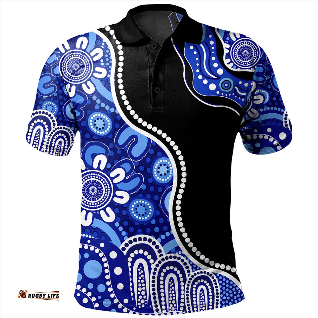 Amazing Aussie Australia Aboriginal Dot Painting Blue Polo Shirt