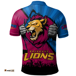 Amazing Aussie Brisbane Lions Breaking Through Fan Design Polo Shirt