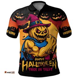 Amazing Aussie Brisbane Lions Dark Pumpkin Halloween Spirit Polo Shirt