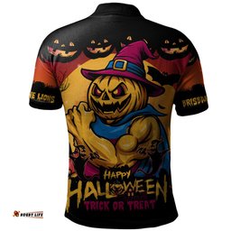 Amazing Aussie Brisbane Lions Dark Pumpkin Halloween Spirit Polo Shirt
