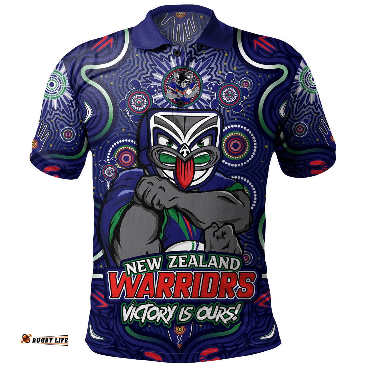 Amazing Aussie New Zealand Warriors Aboriginal Pattern Inspired Victory Is Ours Polo Shirt