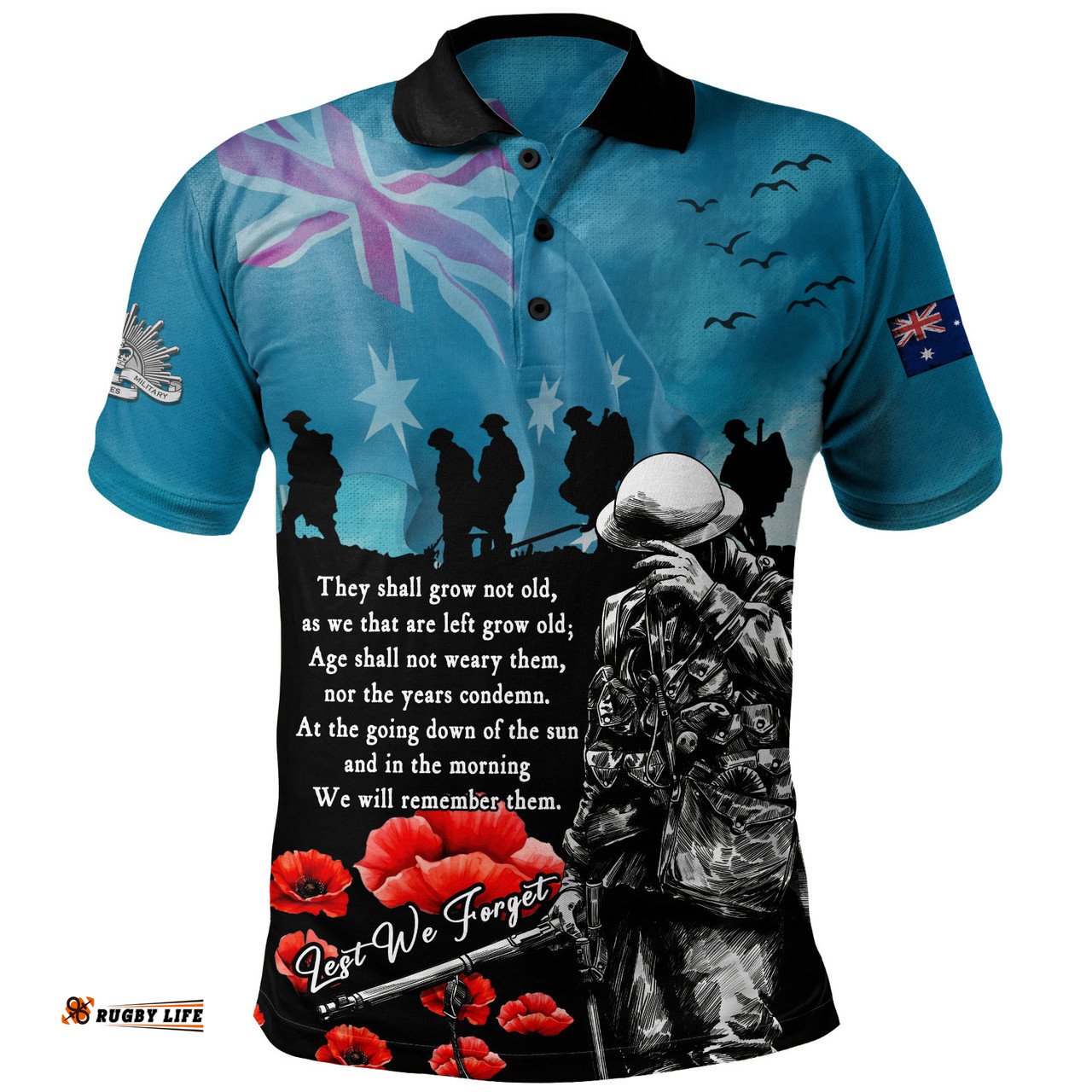 Amazing Aussie Australia Anzac Day Blue Horizon Of Sacrifice Polo Shirt