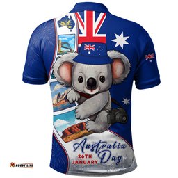 Amazing Aussie Australia Happy Australia Day Koala With Pictures Of Famous Places Polo Shirt