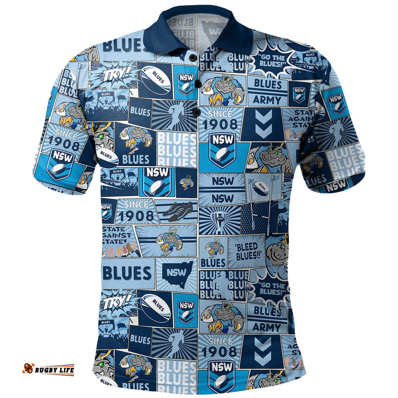 Amazing Aussie New South Wales Sport Team Of Us Die Hard Fan Supporters Comic Style Polo Shirt