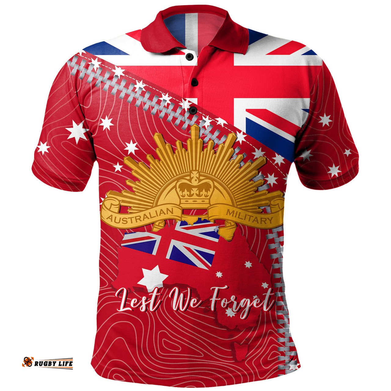 Amazing Aussie Australia Anzac Day Lest We Forget Australian Red Ensign Polo Shirt