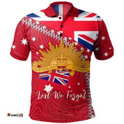 Amazing Aussie Australia Anzac Day Lest We Forget Australian Red Ensign Polo Shirt