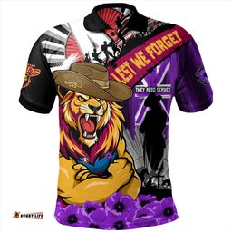 Amazing Aussie Brisbane Lions ANZAC Day Honor Purple Valor And Spirit Polo Shirt