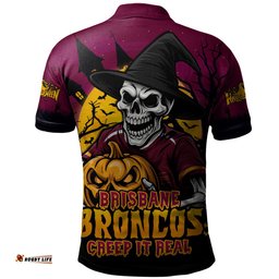Amazing Aussie Brisbane Broncos Dark Moon Rugby Halloween Battle Edition Polo Shirt