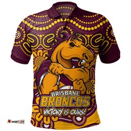 Amazing Aussie Brisbane Broncos Aboriginal Inspired Tough Fan Rugby For Life Polo Shirt