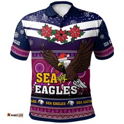 Amazing Aussie Australia Sea Eagles Christmas Custom Australia Sea Eagles Ugly Christmas And Aboriginal Inspired Patterns Polo Shirt