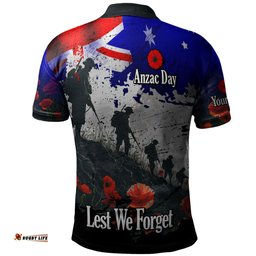Amazing Aussie Australia Custom Anzac Day Soldiers With Australia Flag Grunge Style Polo Shirt