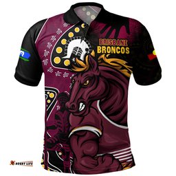 Amazing Aussie Brisbane Broncos NAIDOC Indigenous Warrior Spirit Polo Shirt