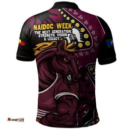 Amazing Aussie Brisbane Broncos NAIDOC Indigenous Warrior Spirit Polo Shirt