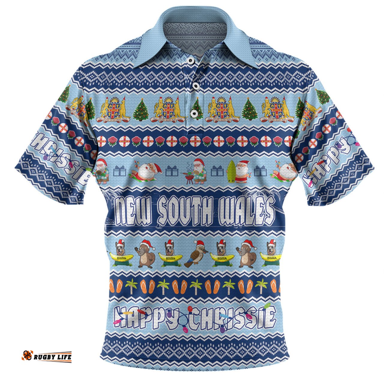Amazing Aussie New South Wales Christmas Custom Happy Chrissie Ugly Style Polo Shirt