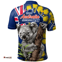 Amazing Aussie Australia Australia Day Koala Golden Wattle Edition Polo Shirt