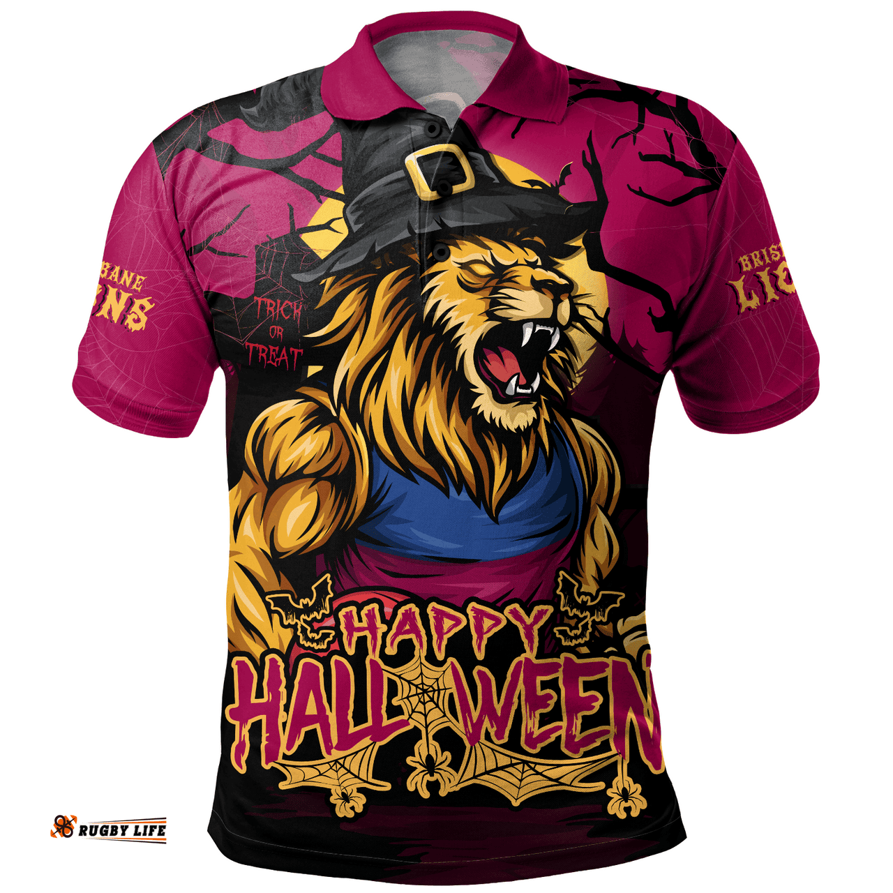 Amazing Aussie Brisbane Lions Full Moon Fever Halloween Supporter Polo Shirt