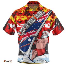Amazing Aussie Australia Surfing Christmas Tropical Santa Catch The Wave Polo Shirt