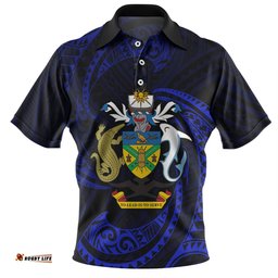 Amazing Aussie Australia South Sea Islanders Solomon Islands Blue Tribal Wave Pattern Polo Shirt