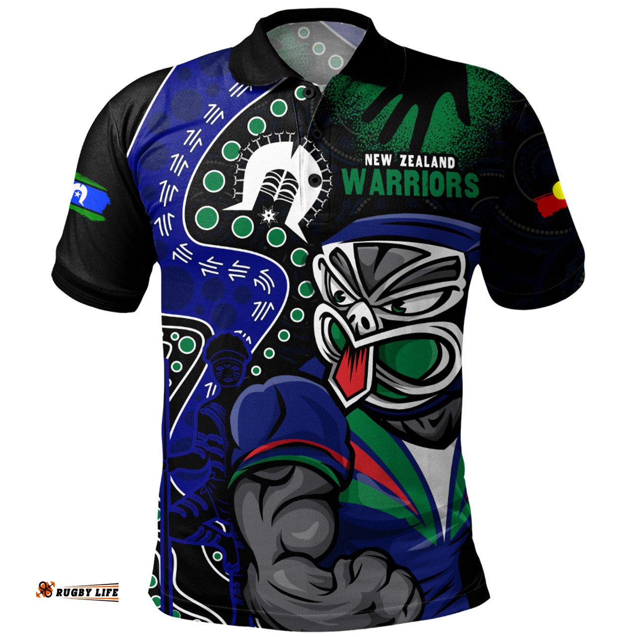 Amazing Aussie New Zealand Warriors NAIDOC Indigenous Warrior Spirit Polo Shirt