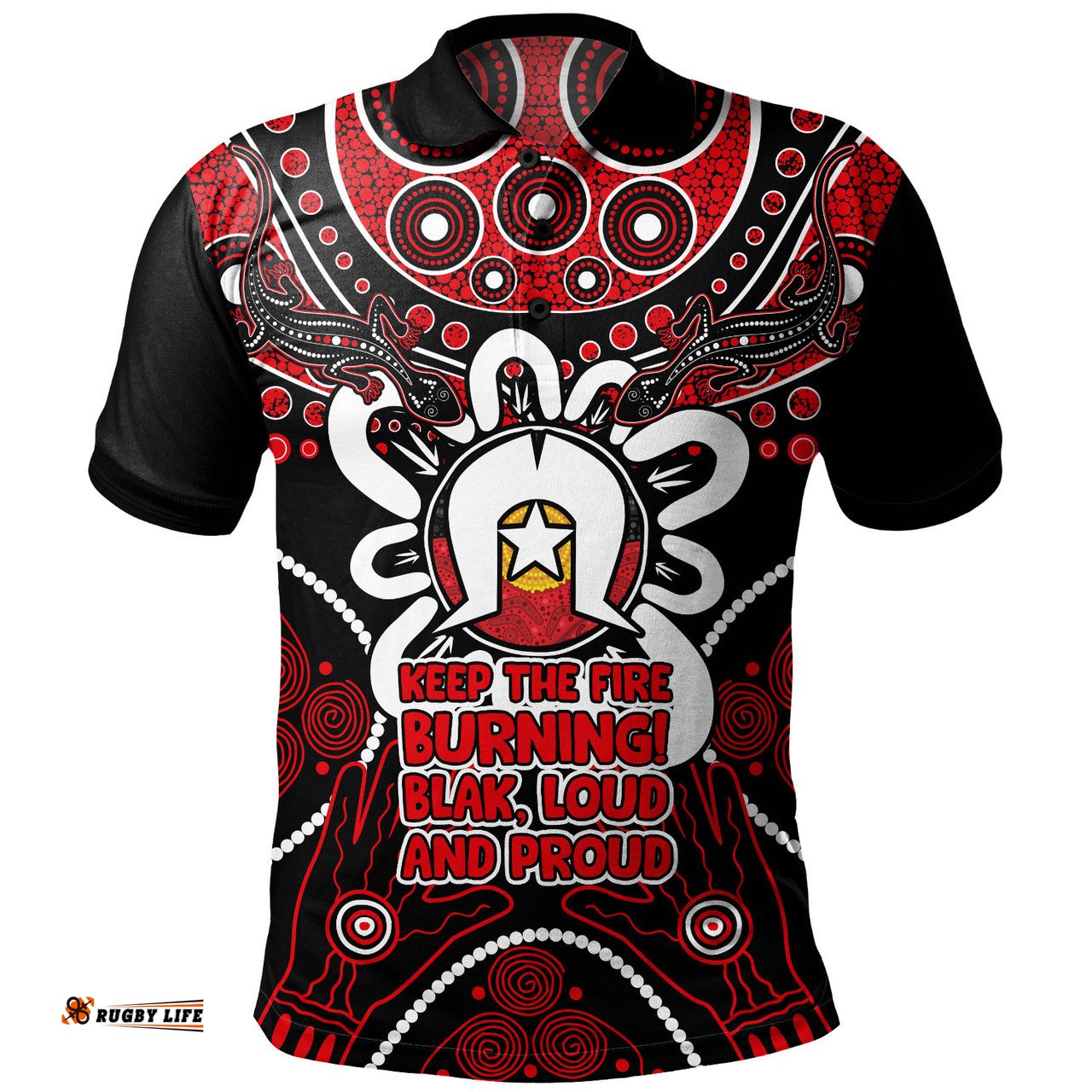 Amazing Aussie Australia Naidoc Week Aboriginal Inspired Dot Art Painting And Aussie Lizard Polo Shirt