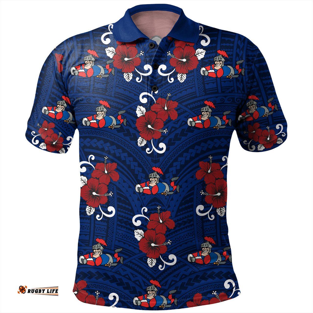 Amazing Aussie Newcastle Knights Custom Knights With Maori Patterns Polo Shirt