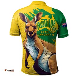 Amazing Aussie Australia Australia Day Kangaroo Art With Aboriginal Pattern Inspired Polo Shirt