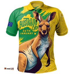 Amazing Aussie Australia Australia Day Kangaroo Art With Aboriginal Pattern Inspired Polo Shirt