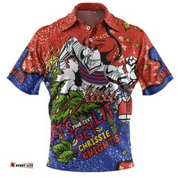 Amazing Aussie Newcastle Knights Christmas Custom Let's Get Lit Chrisse Pressie Polo Shirt