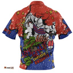 Amazing Aussie Newcastle Knights Christmas Custom Let's Get Lit Chrisse Pressie Polo Shirt