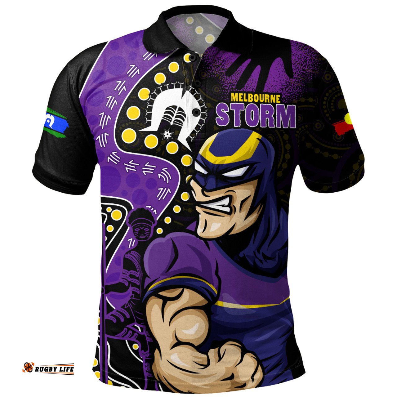 Amazing Aussie Melbourne Storm NAIDOC Indigenous Warrior Spirit Polo Shirt