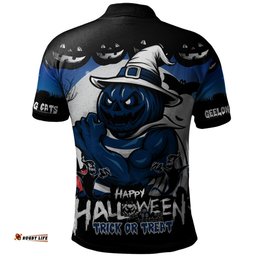 Amazing Aussie Geelong Cats Dark Pumpkin Halloween Spirit Polo Shirt
