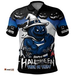 Amazing Aussie Geelong Cats Dark Pumpkin Halloween Spirit Polo Shirt