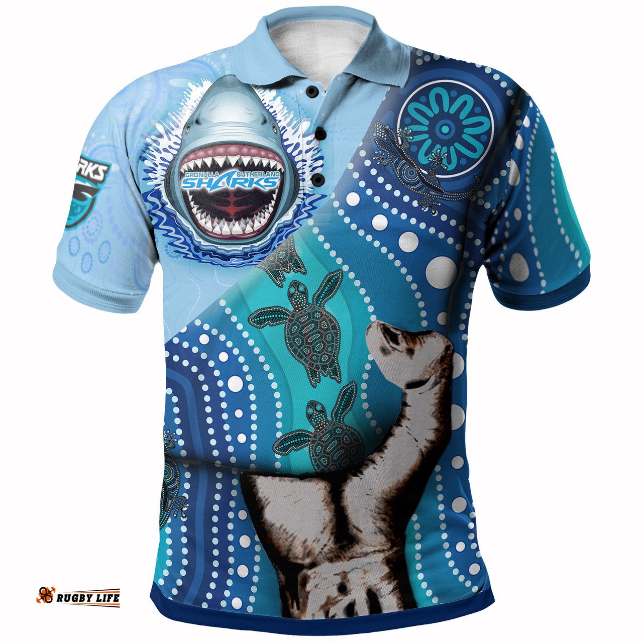 Amazing Aussie Cronulla Sutherland Sharks Custom Patronage Sharkies Bloods In My Veins Polo Shirt