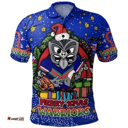 Amazing Aussie New Zealand Warriors Christmas Custom Merry Christmas Our Beloved Team With Aboriginal Dot Art Pattern Polo Shirt