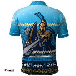 Amazing Aussie Gold Coast Titans Christmas Custom Ugly Xmas And Aboriginal Patterns For Die Hard Fan Polo Shirt