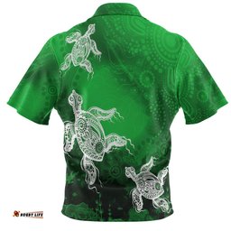 Amazing Aussie [Custom] Australia Aboriginal Inspired Indigenous Turtle Ocean Dot Painting Art Green Polo Shirt