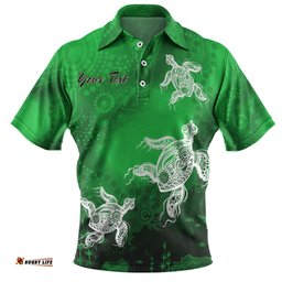 Amazing Aussie [Custom] Australia Aboriginal Inspired Indigenous Turtle Ocean Dot Painting Art Green Polo Shirt