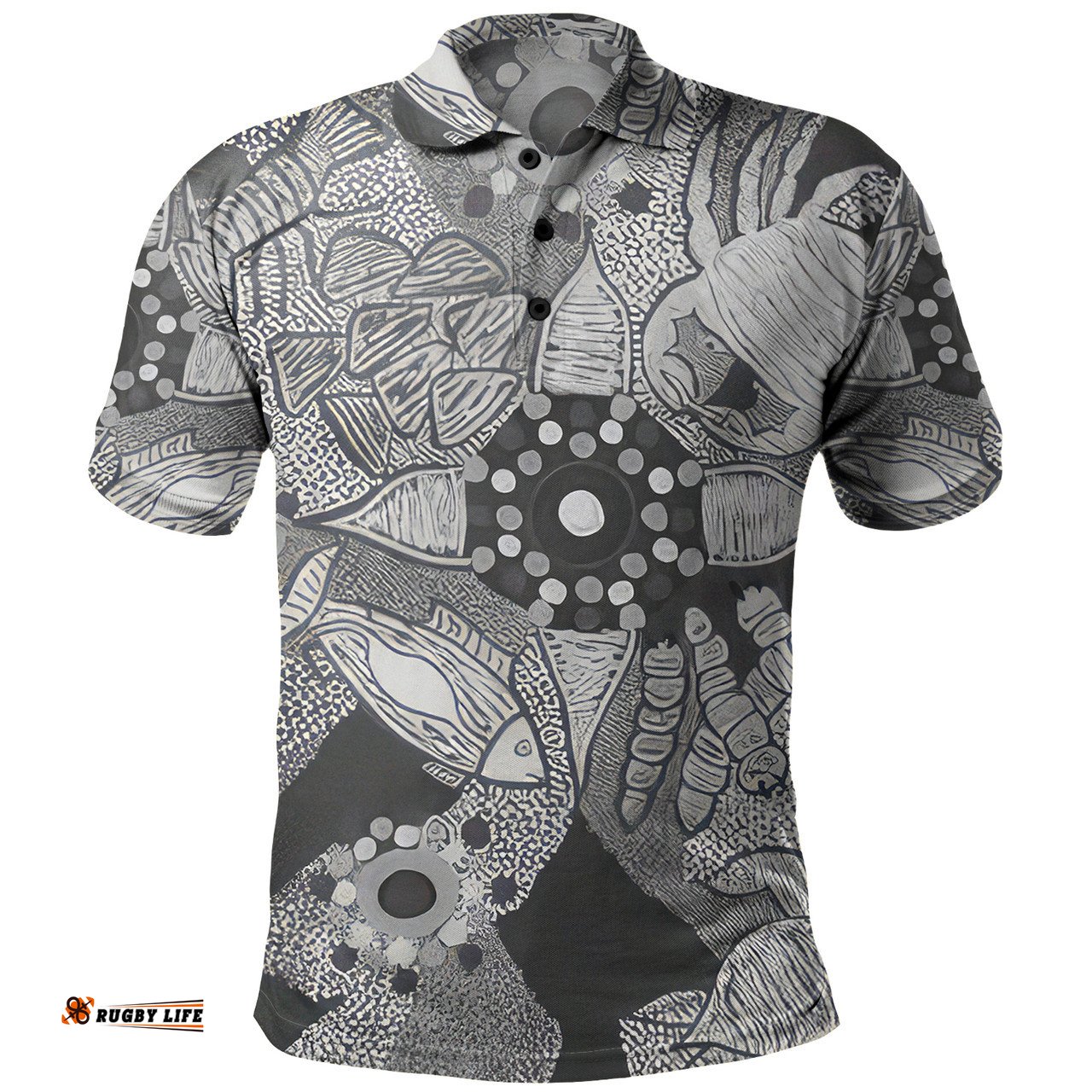 Amazing Aussie Custom Australia Aboriginal Dot Painting Black Polo Shirt