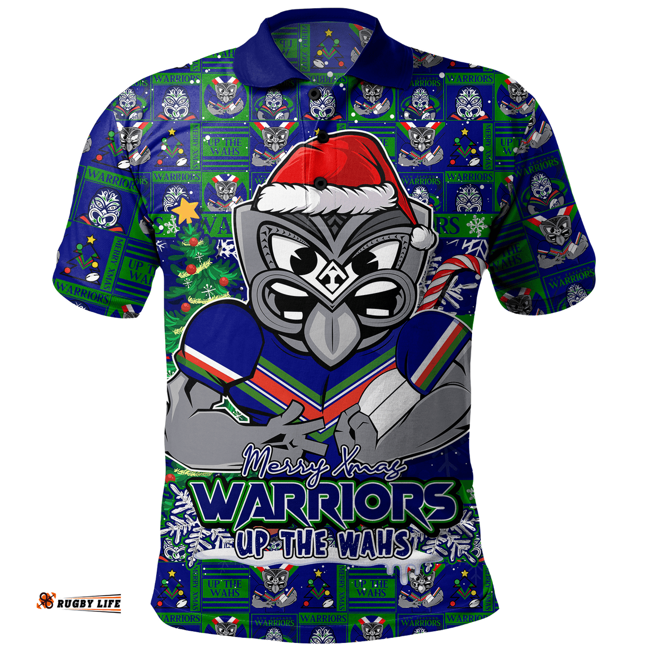 Amazing Aussie New Zealand Warriors Merry Ugly Christmas Comic Style Polo Shirt
