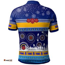 Amazing Aussie Gold Coast Titans Christmas Custom Gold Coast Titans Ugly Christmas And Aboriginal Inspired Patterns Polo Shirt