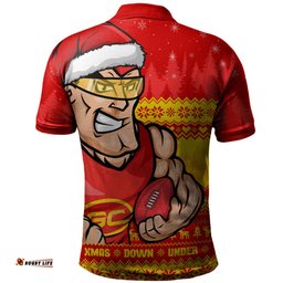 Amazing Aussie Gold Coast SUNS Merry Christmas Down Under Footy Power Style Polo Shirt
