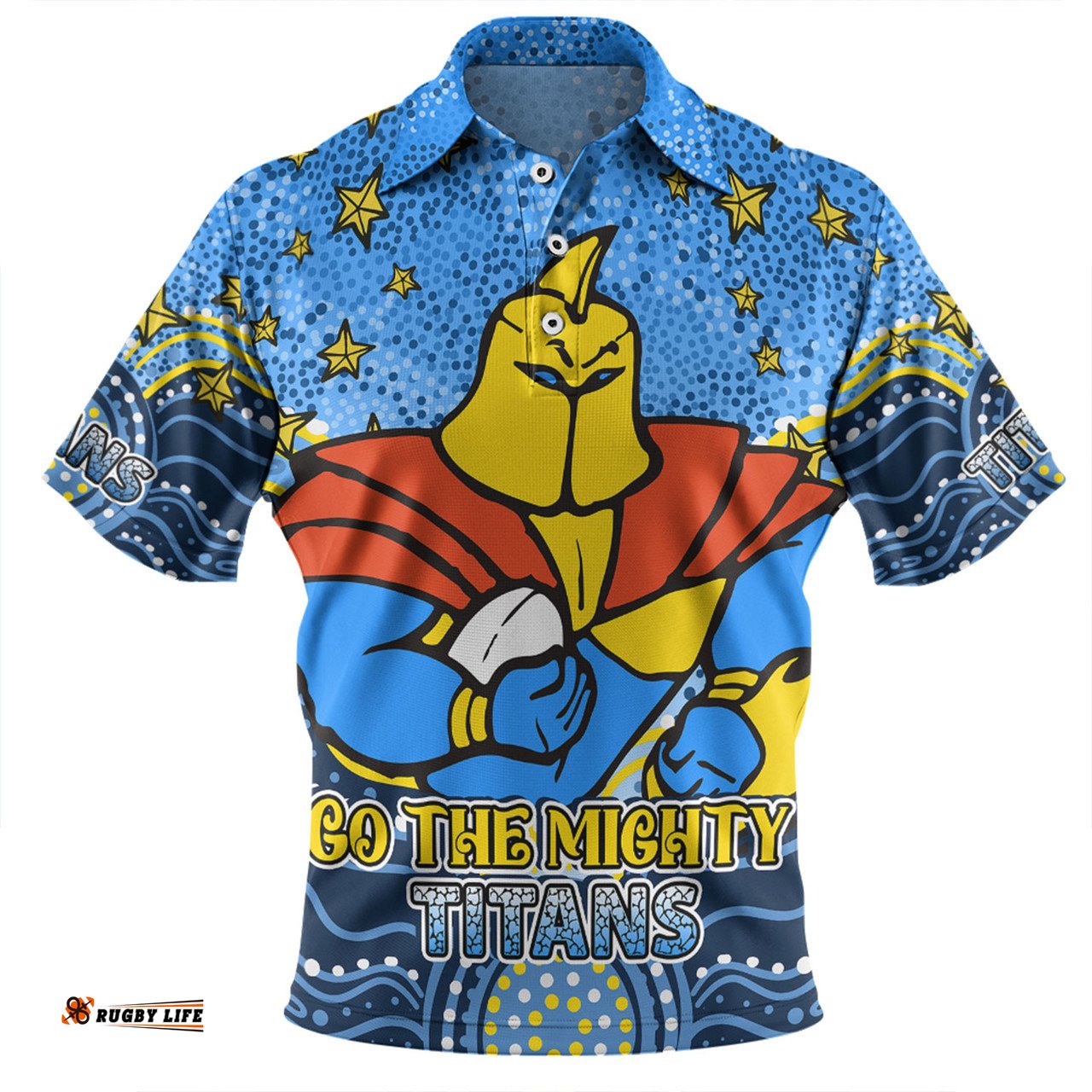 Amazing Aussie Gold Coast Titans Custom Custom With Aboriginal Inspired Style Of Dot Painting Patterns  Polo Shirt