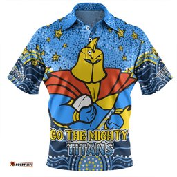 Amazing Aussie Gold Coast Titans Custom Custom With Aboriginal Inspired Style Of Dot Painting Patterns  Polo Shirt
