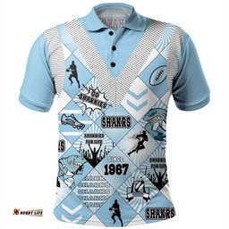 Amazing Aussie Cronulla Sutherland Sharks Argyle Patterns Style Tough Fan Rugby For Life Polo Shirt